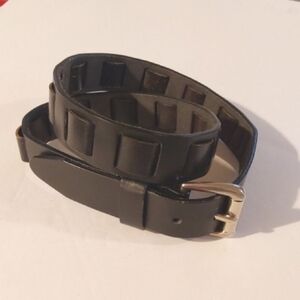 Womens Vintage Sonoma Black Leather Belt Silver Buckle Raised Notches Sz.S/M